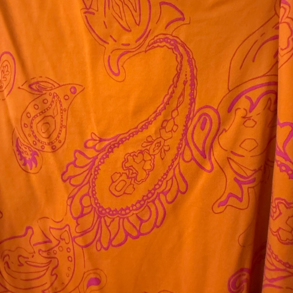 J. McLaughlin Orange and Pink Sheath Dress with Faux Wrap Neckline Medium M - Picture 5 of 6